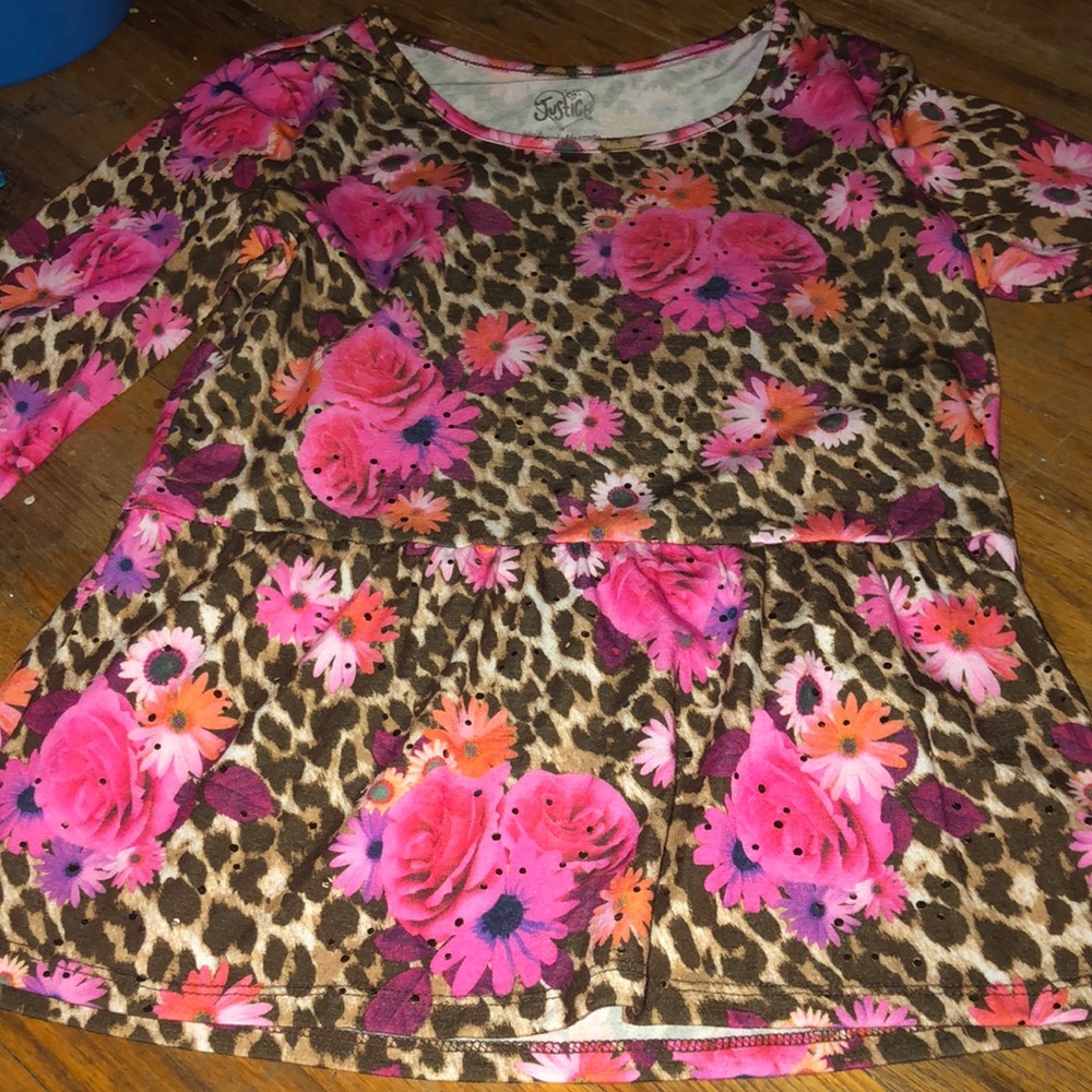 Justice Cheeta Print with Pink Flower Dress